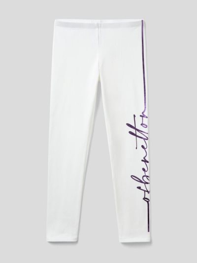 Kids' Benetton Warm Stretch Cotton Leggings Creamy White | NZ560947
