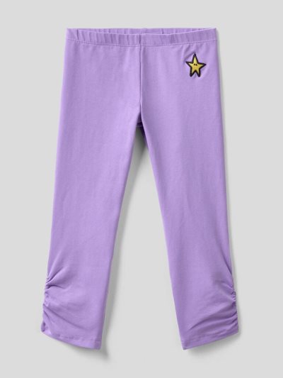 Kids' Benetton Warm Stretch Cotton Leggings Lilac | NZ856067