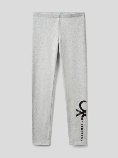 Kids' Benetton Warm Stretch Cotton Leggings Grey | NZ967400