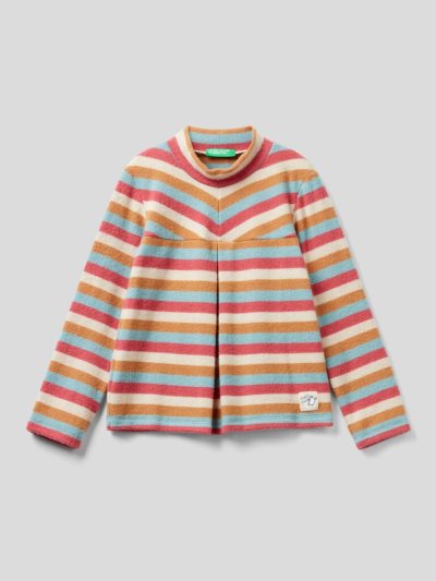 Kids' Benetton Warm Striped Long Sleeve T-shirts Multi-color | NZ218751