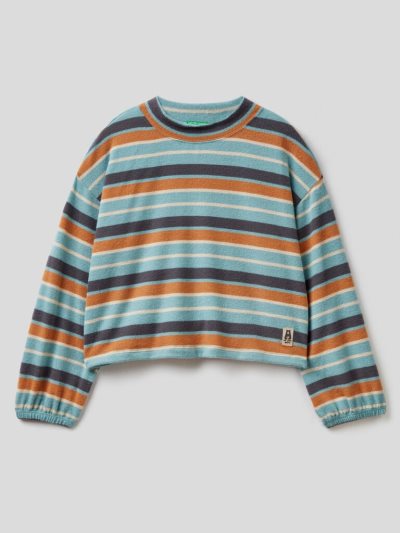 Kids' Benetton Warm Striped Long Sleeve T-shirts Light Blue | NZ653783