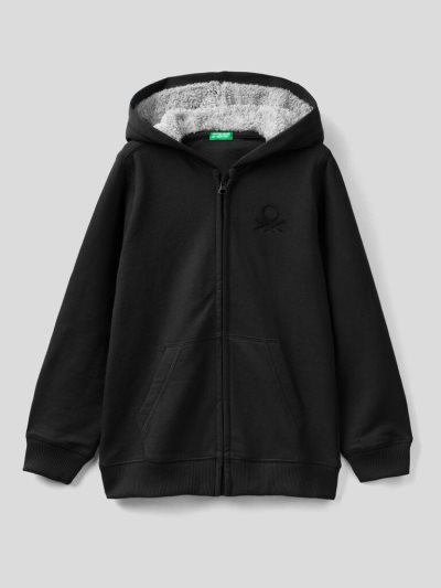 Kids' Benetton Warm Zip Hoodie Black | NZ048246