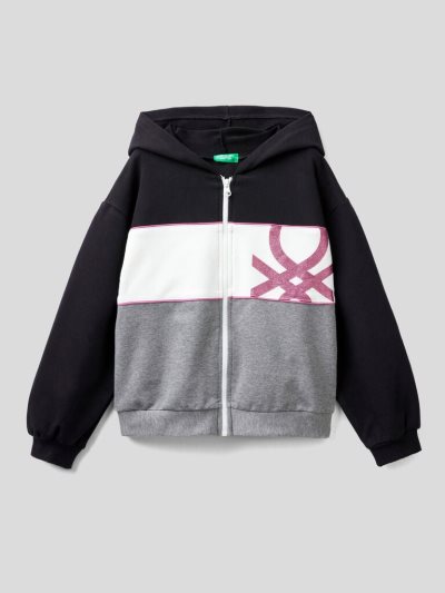 Kids' Benetton Warm Zip Hoodie Black | NZ968324