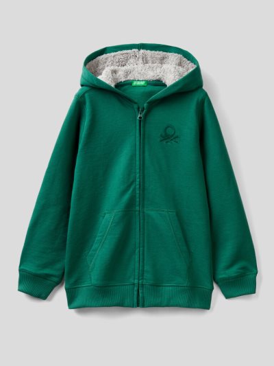 Kids' Benetton Warm Zip Hoodie Green | NZ668544