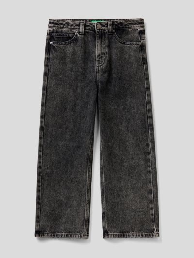 Kids' Benetton Wide Fit "Eco-recycle" Denim Jeans Black | NZ638444