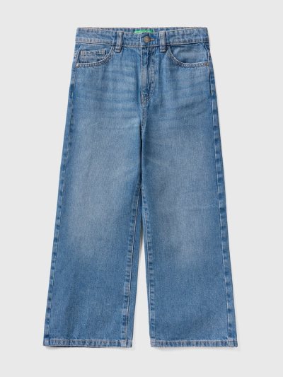 Kids' Benetton Wide Fit High-waisted Jeans Dark Blue | NZ171339