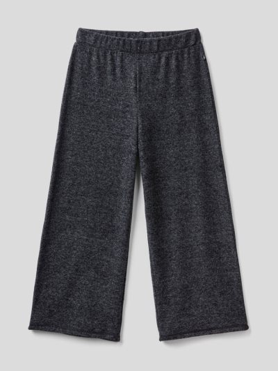 Kids' Benetton Wide Leg Viscose Blend Trousers Black | NZ857521