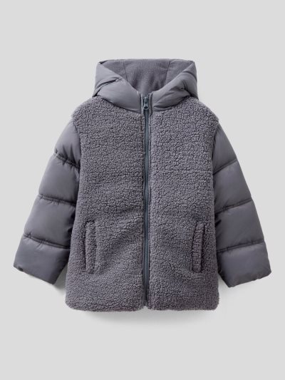 Kids' Benetton Winter Hood Padded Jackets Grey | NZ099106