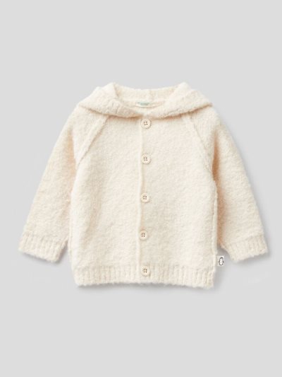 Kids' Benetton Wool Blend Hood Cardigan Creamy White | NZ940531