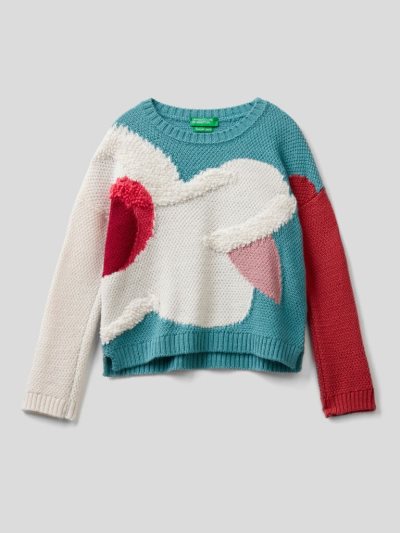 Kids' Benetton Wool Blend Inlay Sweaters Multi-color | NZ571281