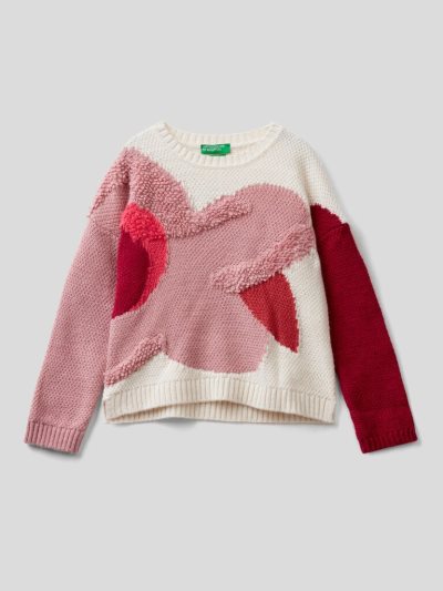Kids' Benetton Wool Blend Inlay Sweaters Creamy White | NZ805384