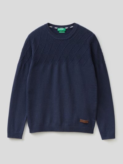 Kids' Benetton Wool Blend Sweaters Dark Blue | NZ236972