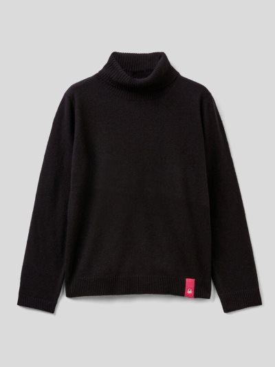 Kids' Benetton Wool Blend Turtleneck Sweaters Black | NZ236426