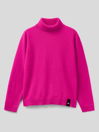 Kids' Benetton Wool Blend Turtleneck Sweaters Fuchsia | NZ894838