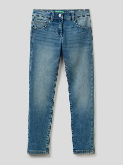 Kids' Benetton Worn Look Thermal Jeans Blue | NZ918853