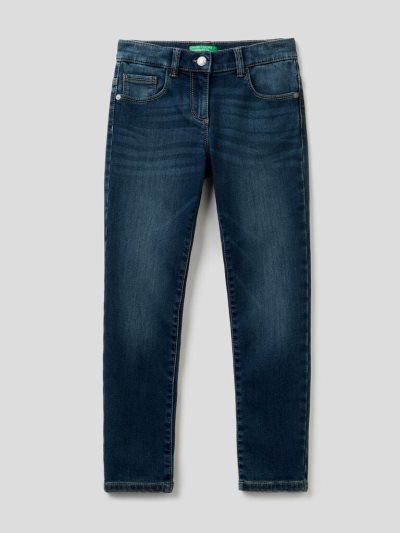 Kids' Benetton Worn Look Thermal Jeans Dark Blue | NZ667328