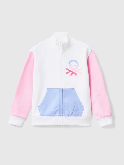 Kids' Benetton Zip And Collar Sweatshirt Multi-color | NZ756499