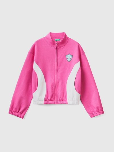 Kids' Benetton Zip And Crest Sweatshirt Fuchsia | NZ091688