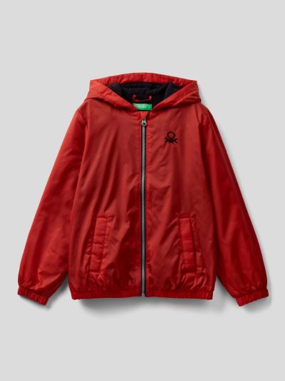 Kids' Benetton Zip And Hood Light Jackets Red | NZ718392