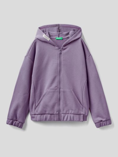 Kids' Benetton Zip Organic Cotton Hoodie Lilac | NZ000768