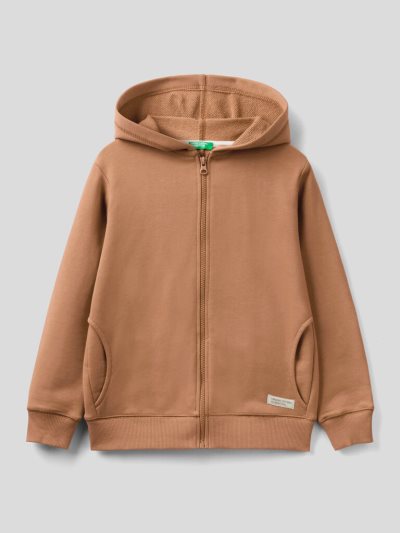 Kids' Benetton Zip Organic Cotton Hoodie Beige | NZ586772