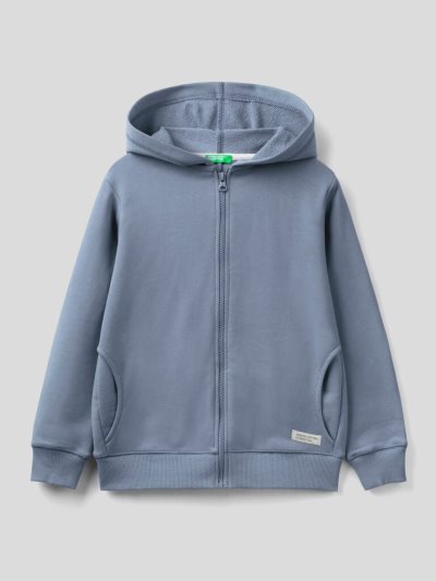 Kids' Benetton Zip Organic Cotton Hoodie Air Force Blue | NZ754812