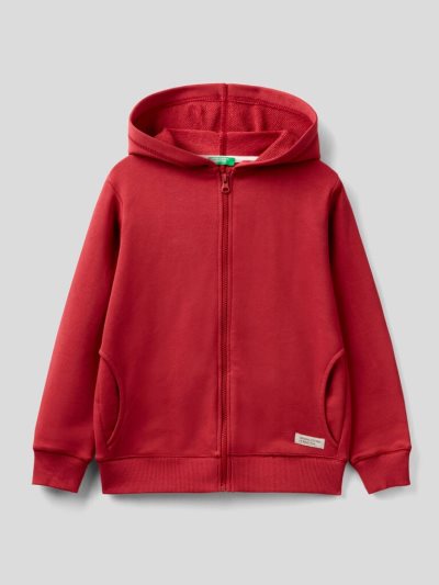 Kids' Benetton Zip Organic Cotton Hoodie Red | NZ827133
