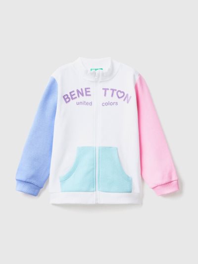 Kids' Benetton Zip Organic Cotton Sweatshirt Multi-color | NZ193620