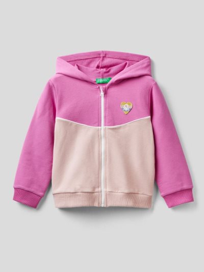 Kids' Benetton Zip-up Hoodie Cyclamen | NZ451855