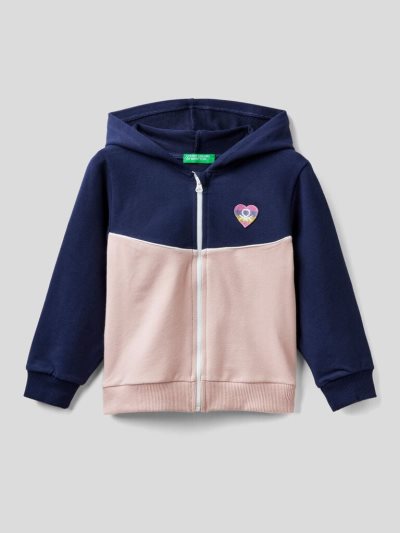 Kids' Benetton Zip-up Hoodie Dark Blue | NZ287288