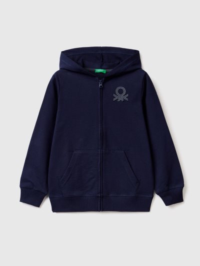 Kids' Benetton Zip-up Hoodie Dark Blue | NZ649160