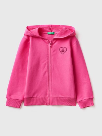 Kids' Benetton Zip-up Hoodie Fuchsia | NZ610469