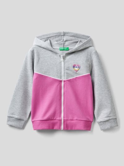 Kids' Benetton Zip-up Hoodie Grey | NZ837041