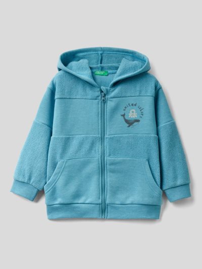 Kids' Benetton Zip-up Hoodie Light Blue | NZ680514