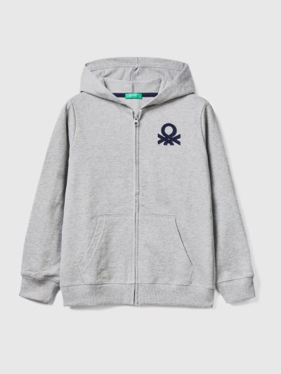 Kids' Benetton Zip-up Hoodie Light Grey | NZ932629