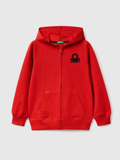 Kids' Benetton Zip-up Hoodie Red | NZ494150