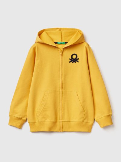 Kids' Benetton Zip-up Hoodie Yellow | NZ177943