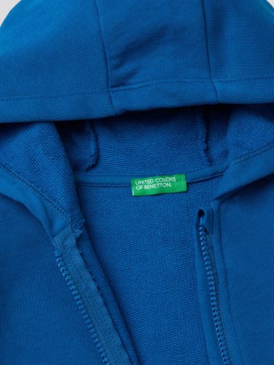 Kids' Benetton Zip-up Organic Cotton Hoodie Bright Blue | NZ015196