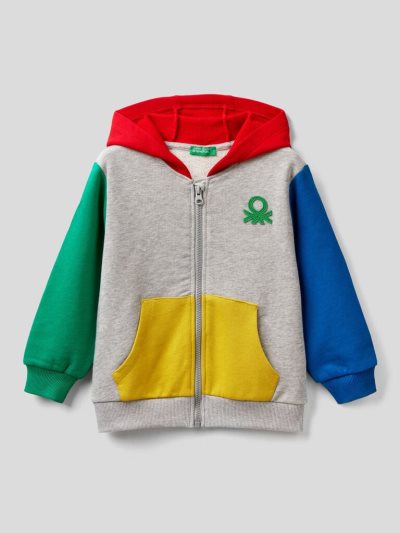 Kids' Benetton Zip-up Organic Cotton Hoodie Multi-color | NZ045878