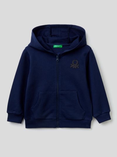 Kids' Benetton Zip-up Organic Cotton Hoodie Dark Blue | NZ702863