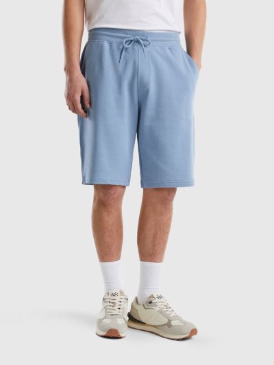 Men's Benetton 100% Cotton Sweat Bermudas Air Force Blue | NZ681982