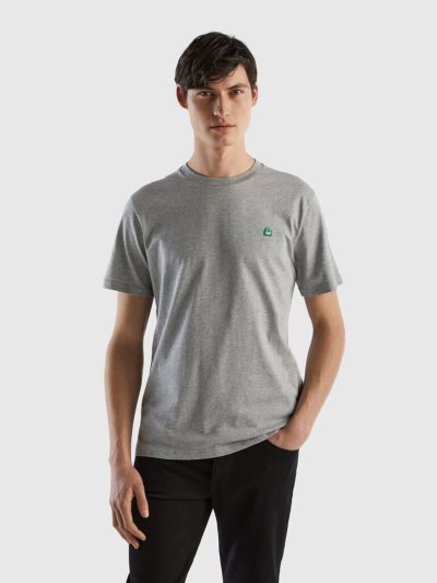 Men's Benetton 100% Organic Cotton Basic Short Sleeve T-shirts Light Grey | NZ890986