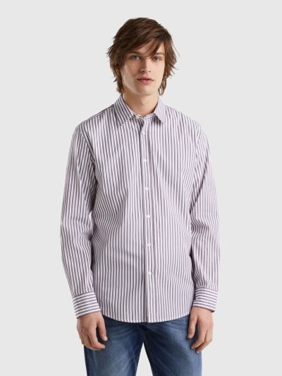 Men's Benetton 100% Organic Cotton Patterned Shirts Multi-color | NZ279901
