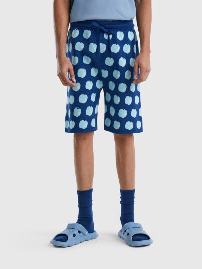 Men's Benetton Apple Pattern Bermudas Blue | NZ533758