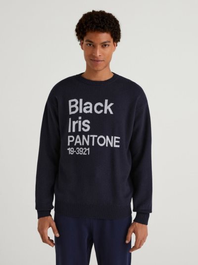 Men's Benetton Benettonxpantone™ Inlay Crew Neck Sweaters Black | NZ373198