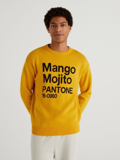 Men's Benetton Benettonxpantone™ Inlay Crew Neck Sweaters Yellow | NZ842351