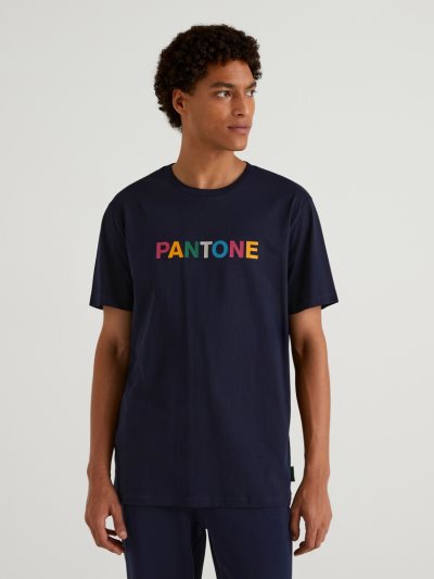 Men's Benetton Benettonxpantone™ Short Sleeve T-shirts Dark Blue | NZ463884