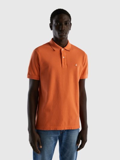 Men's Benetton Brick Regular Fit Short Sleeve Polos Orange | NZ339495