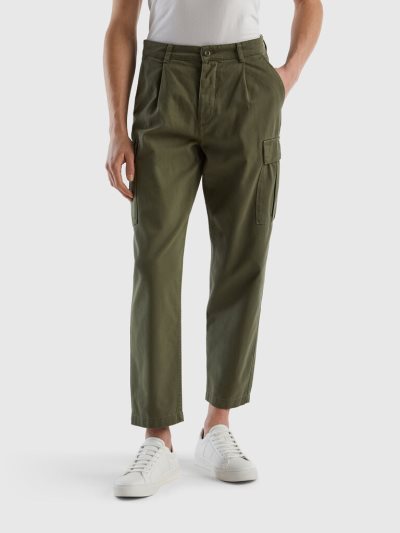 Men's Benetton Carrot Fit Cargo Trousers Green | NZ435007