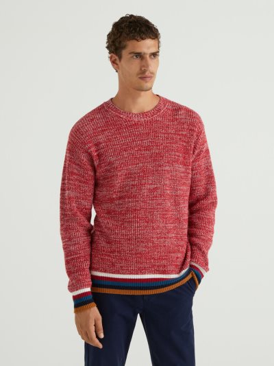 Men's Benetton Cashmere Blend Crew Neck Sweaters Red | NZ632552